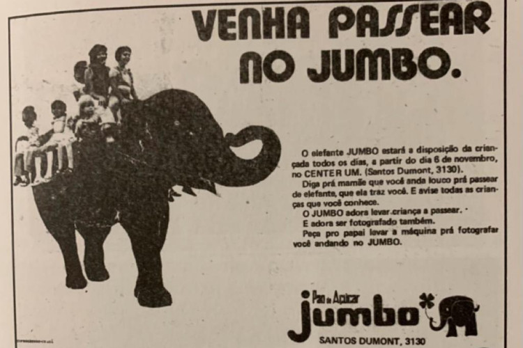 Anúncio da inauguração do Jumbo no Center Um