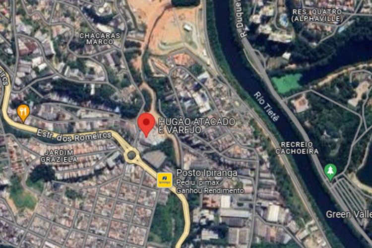 Área informada pelo Corpo de Bombeiros como o local do acidente