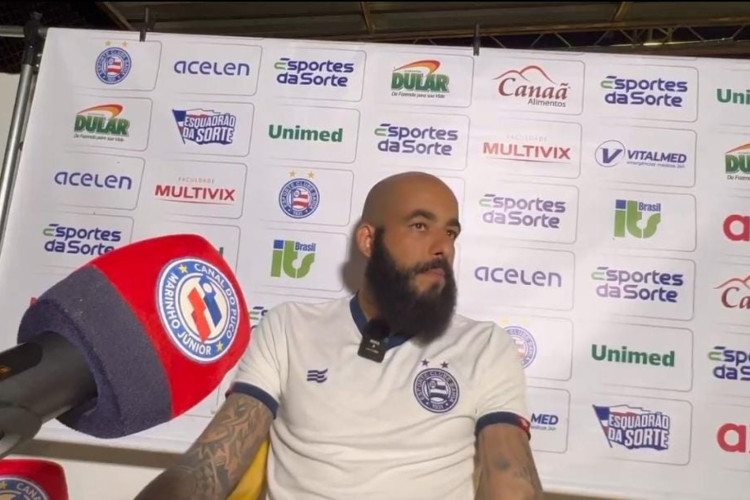 Danilo Fernandes em entrevista coletiva após jogo do Bahia.