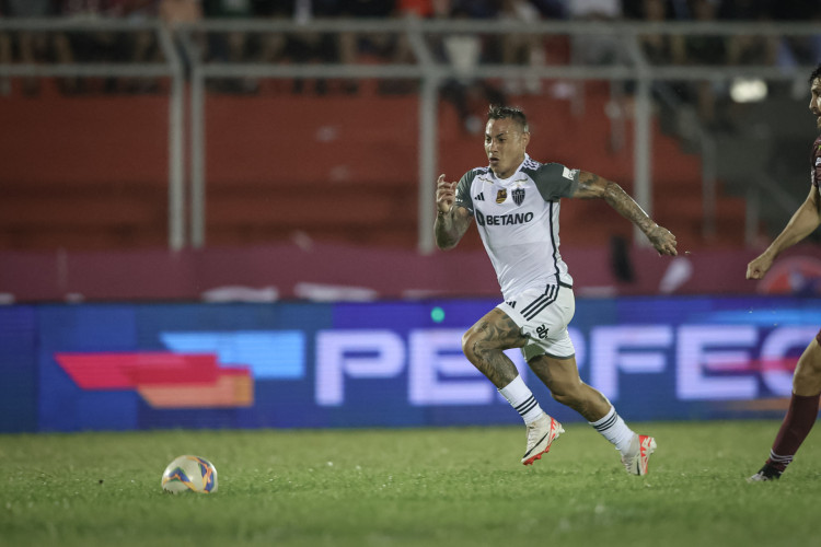 Atacante Vargas no jogo Patrocinense x Atlético-MG, pelo Campeonato Mineiro 2024