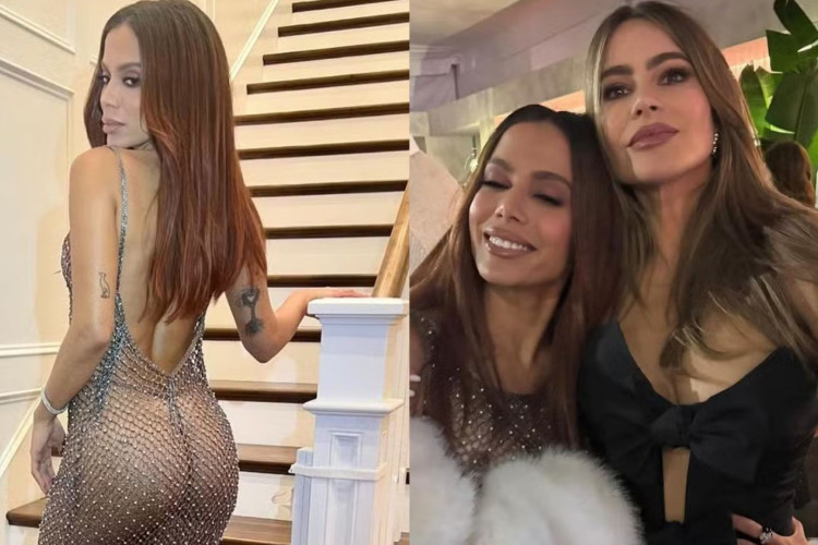 Anitta trajou vestido Fendi transparente e posou ao lado de Sofía Vergara e Camila Cabello em festa pós-Oscar