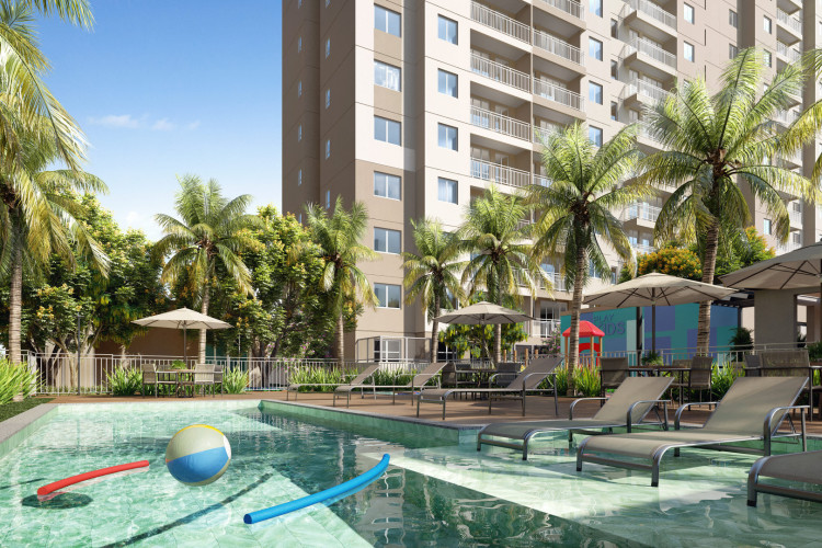 Vista de apartamentos do condomínio residencial Estilo Fátima, novo lançamento da Direcional Engenharia.
