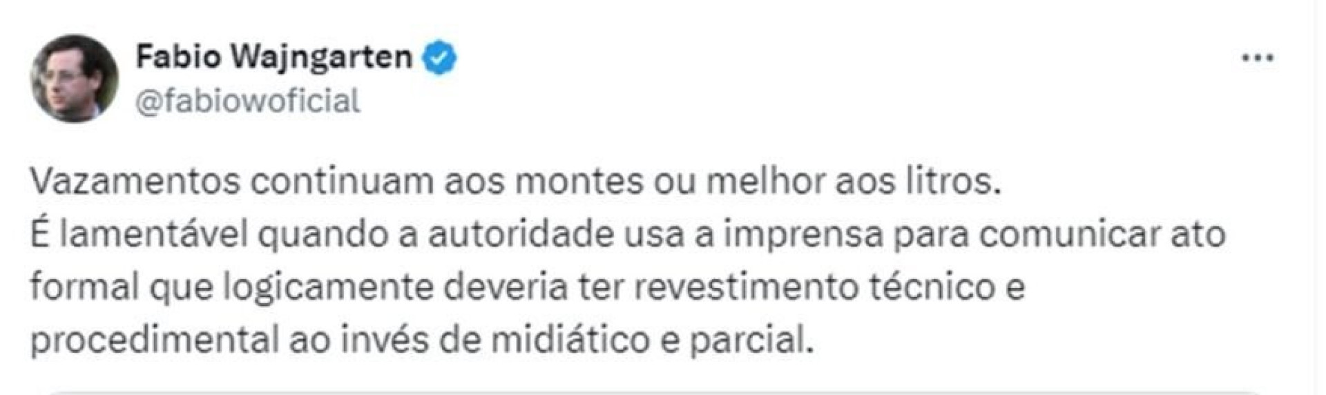 Fabio Wajngarten critica PF