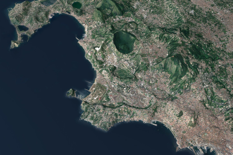 Trecho em 3D do Campi Flegrei, N&aacute;poles, na It&aacute;lia,