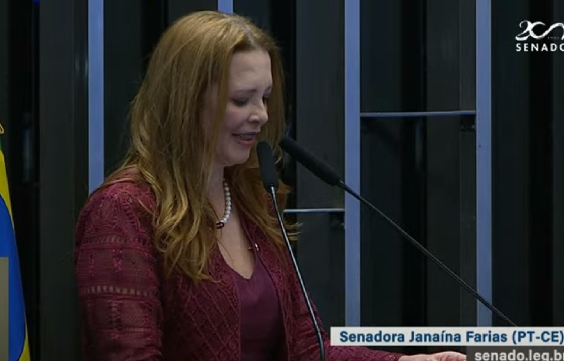 Prefeita e ex-senadora Janaína Farias (Foto: Reprodução/TV Senado)
