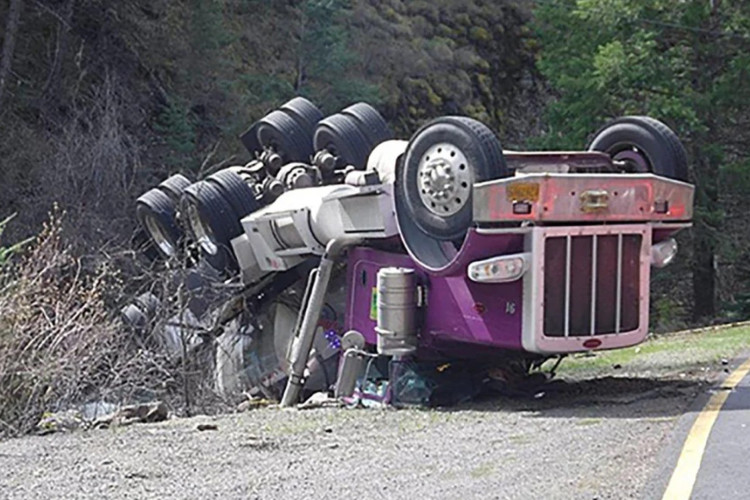 Um caminhão-tanque cheio de salmões capotou em Oregon, nos Estados Unidos