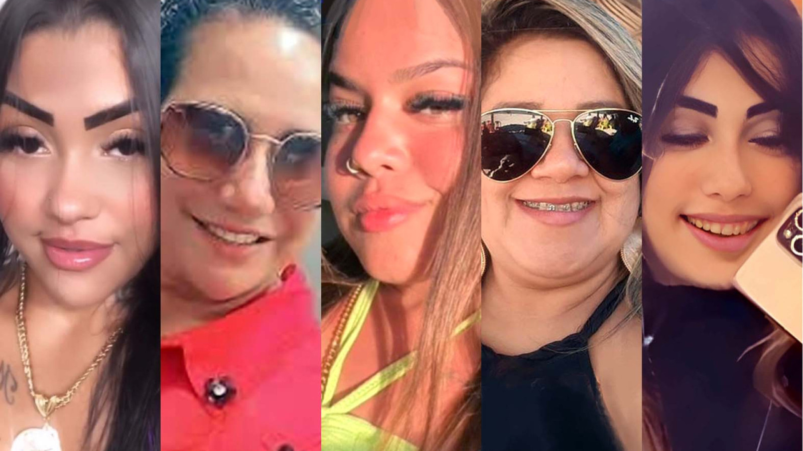 ￼MARIA Eduarda, Verônica, Luana, Cátia e Karoline foram mortas ontem (Foto: Montagem feita a partir de Redes sociais)