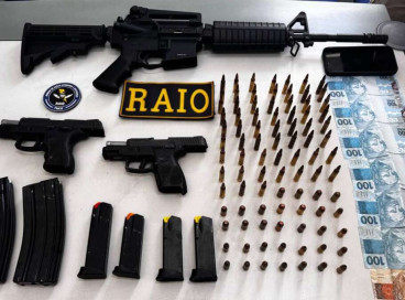 Armas e munições apreendidas pela polícia militar 