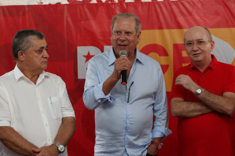 José Guimarães, Zé Dirceu e Antonio Alves Filho, o Conin, presidente estadual do PT.