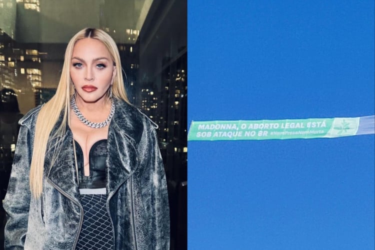 Um avião sobrevoou com mensagem sobre risco ao aborto legal no Brasil horas antes de show da Madonna no Rio de Janeiro