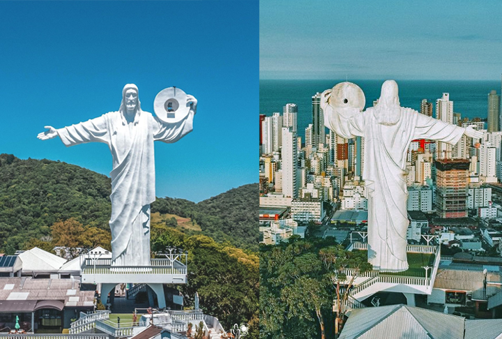 Camboriú também tem um Cristo Redentor, bem diferente da estátua do Rio de Janeiro. É chamado de Cristo Luz.