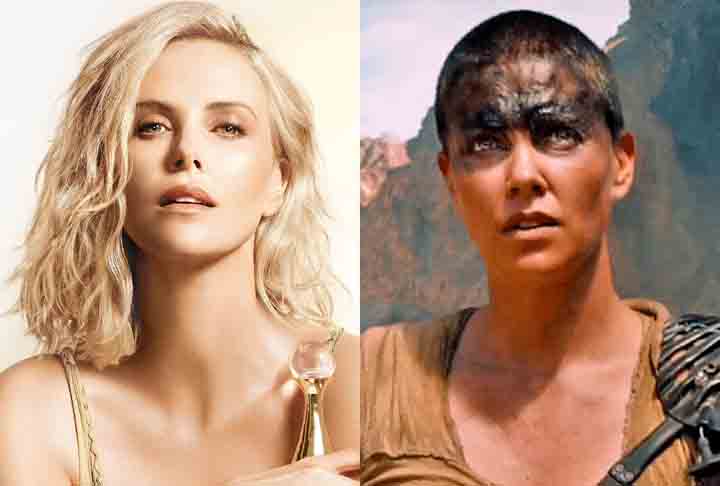 Charlize Theron- EmMad Max: Estrada da Fúria(2015), filme da famosa franquia de ação, ela interpreta Furiosa, uma guerreira em busca de liberdade em um deserto pós-apocalíptico. A atriz disse que toda mulher deveria raspar a cabeça pelo menos uma vez: 