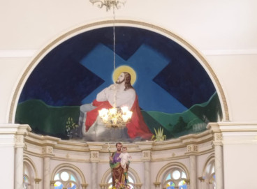 Pintura "A oração de Jesus Cristo do Horto", desenhada em 1959  na cúpula da Igreja Matriz de Ubajara, foi coberta durante reforma 