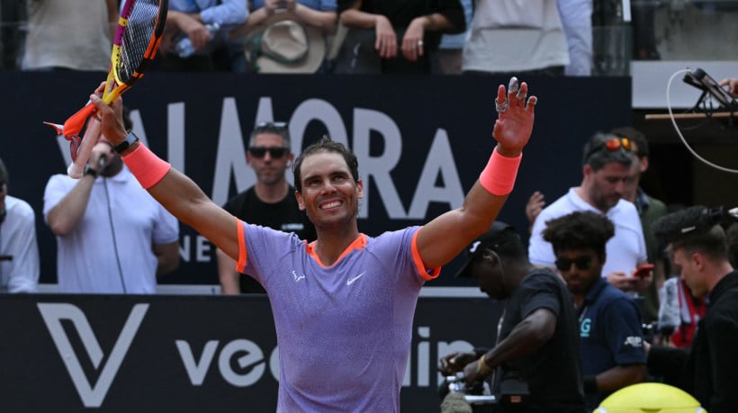 Rafael Nadal comemora vitória no Masters 1000 de Roma 
