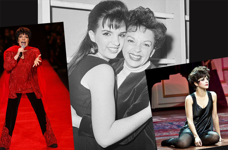 Liza Minnelli e Judy Garland - Liza começou a carreira menina e fez grande sucesso (atriz e cantora) em musicais. É filha de Judy Garland (eterna Dorothy, de O Mágico de Oz - 1939 - e primeira atriz a ganhar o prêmio Cecil B. de Mille pelo conjunto da o