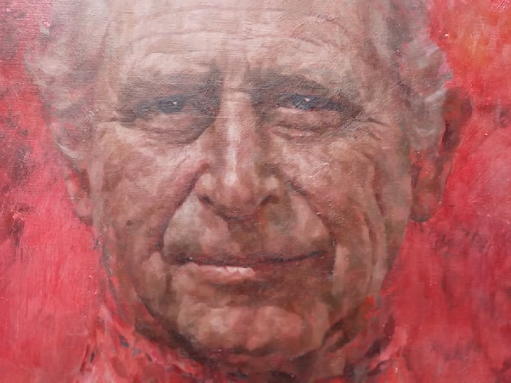 A pintura de Charles foi um pedido da Worshipful Company of Drapers, uma guilda antiga de comerciantes de lã e tecidos que agora é uma instituição de caridade. 