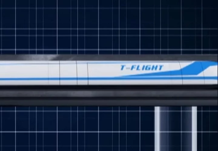 O trem T-Flight levita e não precisa de trilhos, mas sim magnetismo para se mover sem tocar em nada. 