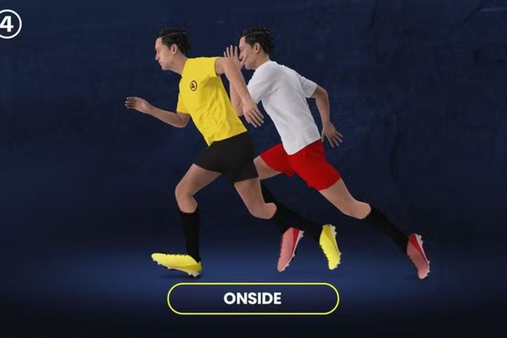 Na imagem, com a nova regra, o atleta de camisa amarela estar&aacute; em posi&ccedil;&atilde;o legal 