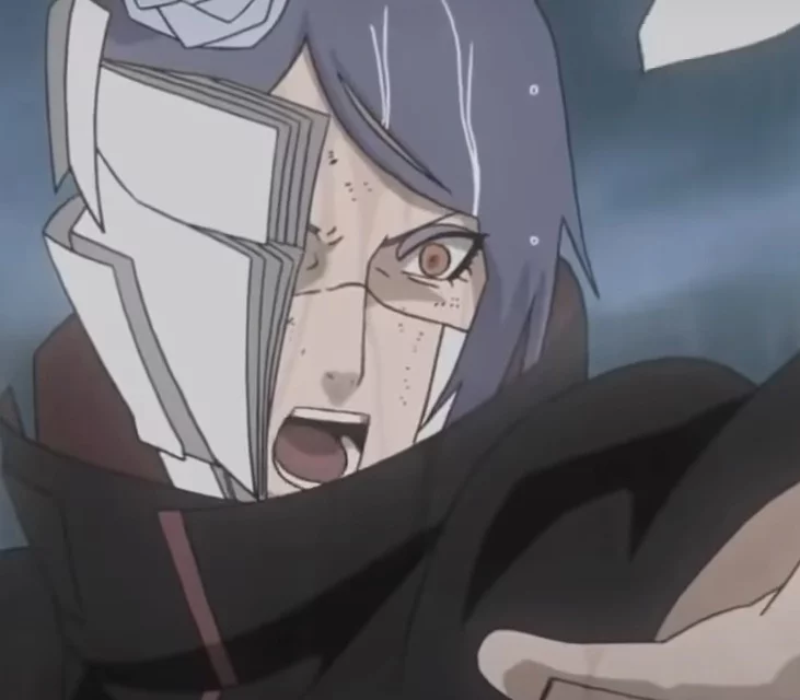 Única mulher da Akatsuki, Konan é uma das fundadoras do temido grupo e mostrou ser muito forte e habilidosa na luta contra Tobi, utilizando sua capacidade de transformar seu corpo em papel. Porém, por ter raros momentos de luta ao longo da história, acabou terminando na nona posição deste ranking. 