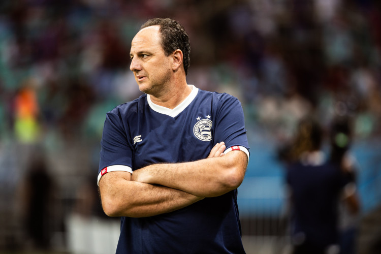 Técnico Rogério Ceni no jogo Bahia x CRB, na Fonte Nova, pela semifinal da Copa do Nordeste 2024