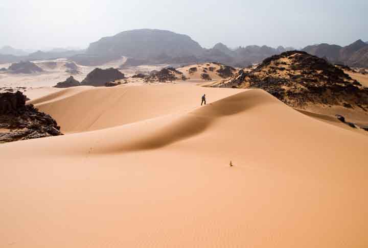 O Deserto do Kalahari é localizado na região sul da África, sendo o segundo maior do continente africano e o quinto maior do mundo, com cerca de 930 mil km², ocupando parte do território de África do Sul, Namíbia, Angola, Zâmbia e Botsuana. Conhecido também como Calaari, seu nome advém da palavra kgalagadi, que significa “grande sede”.