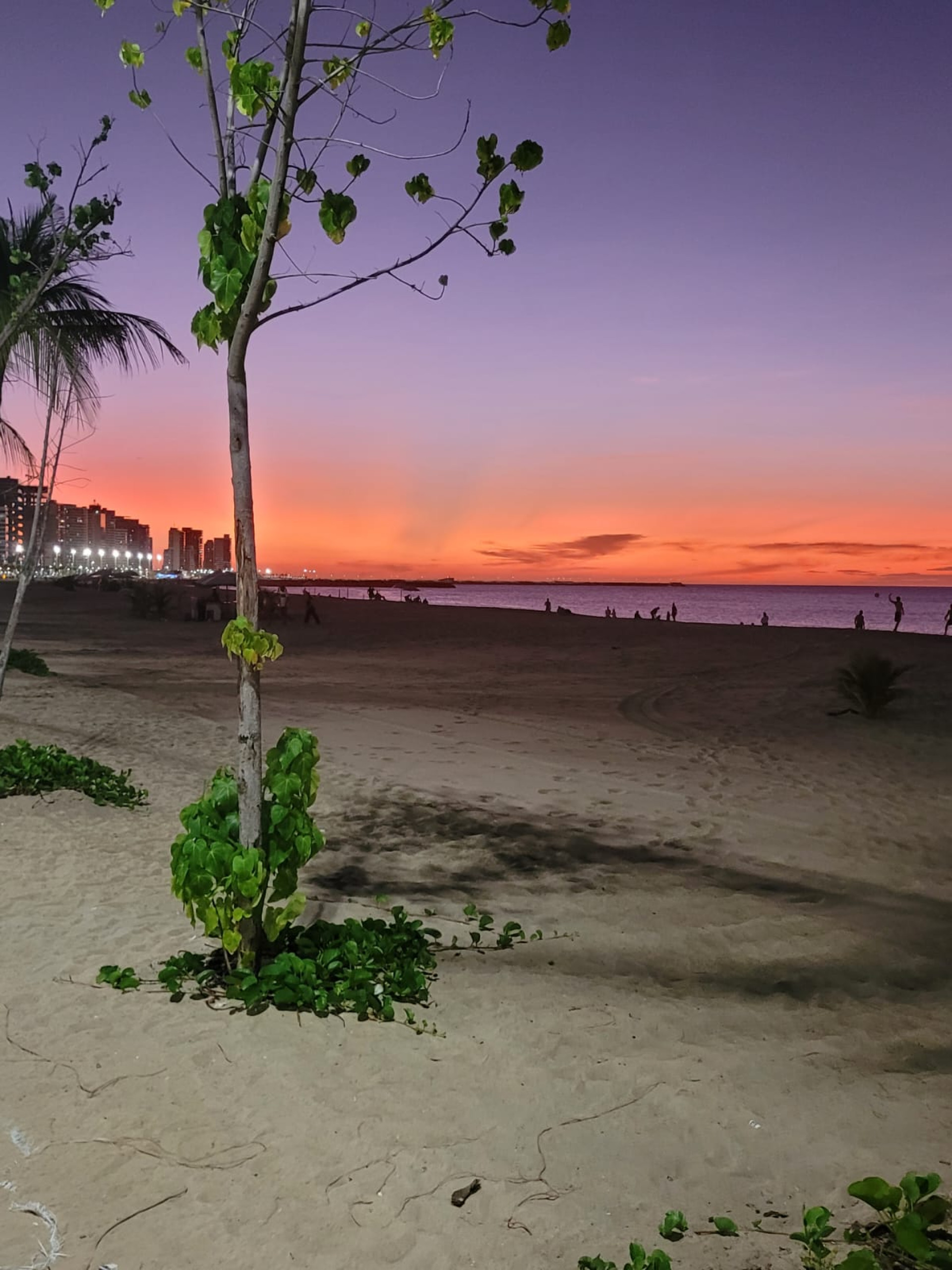 Céu da Praia de Iracema em tons de lilás e laranja
