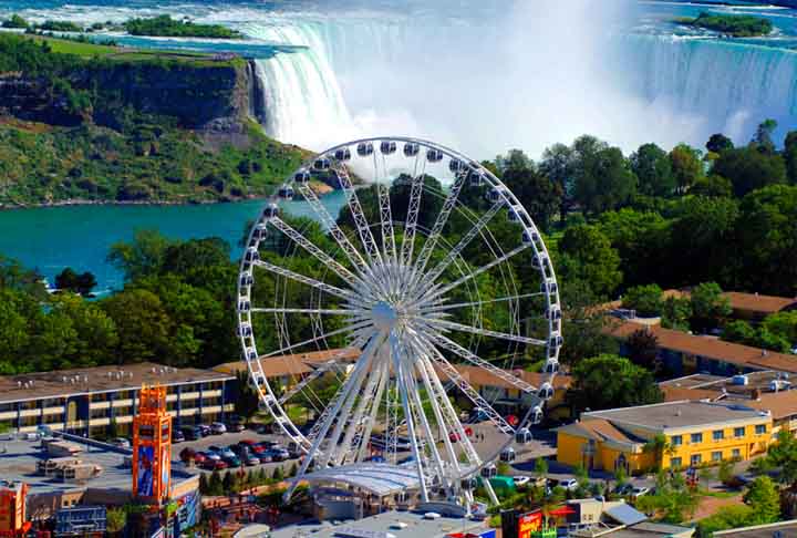 Niagara SkyWheel (Canadá): Possui 60 metros de altura e oferece aos passageiros uma vista das Cataratas do Niágara. Cada gôndola tem aquecimento e ar-condicionado, para que a pessoa possa visitá-la o ano todo e tirar fotos exclusivas do famoso marco canadense.