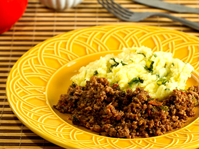 Purê de batata e carne moída