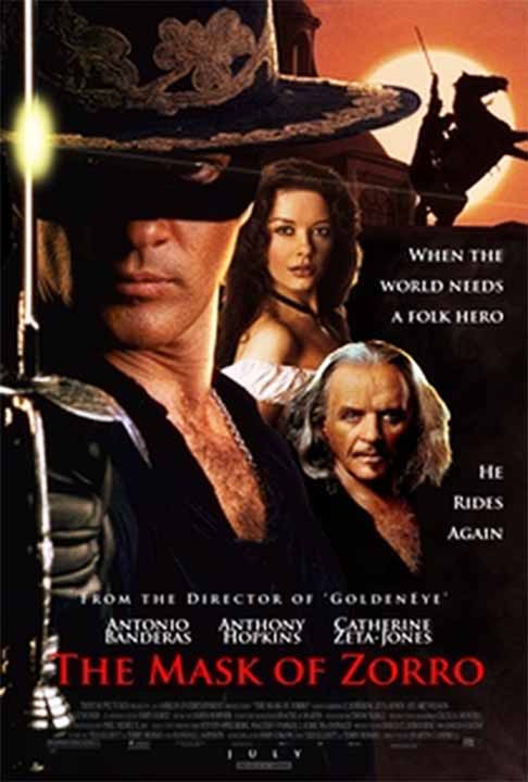 Um de seus trabalhos mais marcantes foi em ‘A Máscara do Zorro’ (1998). Banderas foi indicado ao Globo de Ouro como Melhor Ator ao interpretar o herói de forma sedutora, com cenas memoráveis ao lado de Catherine Zeta-Jones. . 