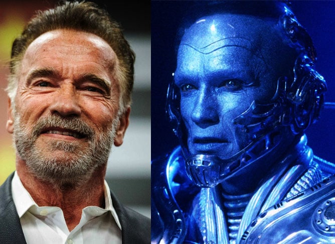  Arnold Schwarzenegger/Sr. Frio- Nascido na Áustria em 30/7/1947, o ator atuou como o vilão Dr. Victor Fries/Sr.Frio no criticado Batman & Robin (1997), de Joel Schumacher.
