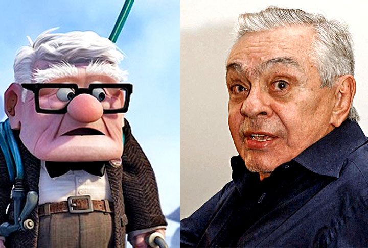 Chico Anysio / Carl Fredricksen - Up, Altas Aventuras (2009) - Na trama, Carl é um viúvo e solitário velhinho que decide realizar o sonho de sua falecida esposa Ellie de viajar para as Cataratas do Paraíso. Para isso, ele amarra milhares de balões à sua casa e a faz voar. O eterno Chico Anysio morreu três anos depois, em 2012. 