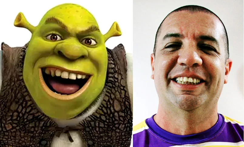 Bussunda / Shrek - Shrek 1 (2001) e 2 (2004): Esse filme ficou conhecido como uma comédia de animação que subverteu os contos de fadas tradicionais. O ogro mal-humorado Shrek é convocado pelo maligno Lorde Farquaad para resgatar a princesa Fiona em troca da paz em seu pântano. 