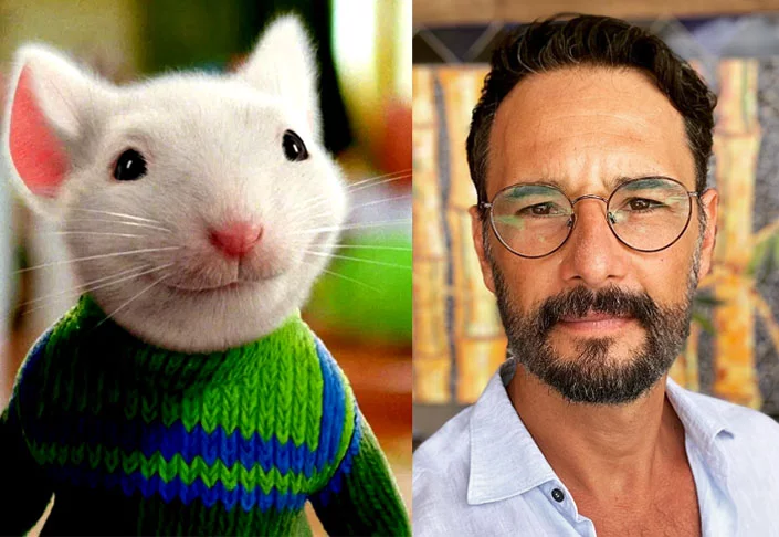 Rodrigo Santoro / Stuart Little - Stuart Little (1999): Baseado no livro homônimo de E. B. White, o filme conta a história de Stuart, um pequeno e adorável rato branco que é adotado por uma família humana, os Littles.
