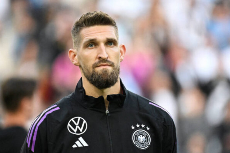 Germany's midfielder #23 Robert Andrich is pictured prior to the International friendly football match between Germany and Greece in Moenchengladbach, western Germany, on June 7, 2024. (Photo by UWE KRAFT / AFP)