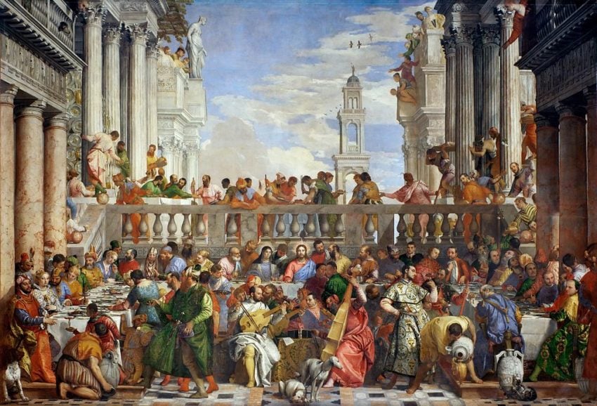Na pintura, há muitas com destaque, de diferentes séculos e criadas por artistas de várias nacionalidaes. O “Casamento em Caná” é uma delas. A tela do italiano Paolo Veronese (1528-1588) representa o casamento bíblico em que Jesus realizou seu primeiro milagre transformando água em vinho.