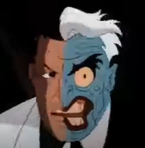 5° lugar: Duas Caras - Famoso pelo seu rosto dividido , Duas Caras ganha lugar no Top 5 muito pela sua grande popularidade e pela sua importância na história de Batman. Muita gente que não acompanha o desenho já viu ou ouviu falar desse vilão. 