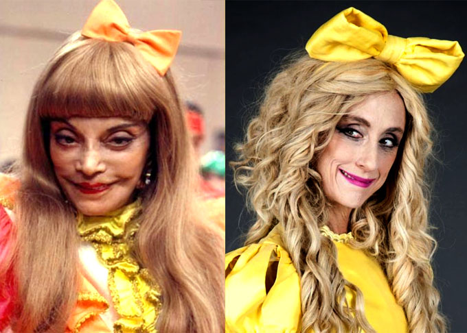 Dona Bela - Zezé Macedo (1916-1999) e Betty Gofman. Zezé morreu aos 83 anos. Foi atriz de rádio, cinema e televisão. Recordista feminina no Brasil em participações de cinema, com papéis em108 filmes. Betty Goffman tem uma respeitada carreira no teatro e também atua em TV, com veia cômica que caiu como luva na pele da dona Bela. 