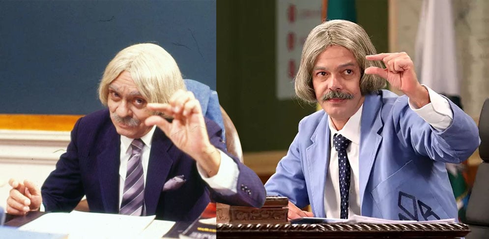 Professor Raimundo - Chico Anysio (1931-2012) e Bruno Mazzeo. Bruno é filho de Chico Anysio (um dos maiores humoristas do mundo) e tem uma carreira intensa, com produções criativas, como Cilada, em que situações do cotidiano são alvo de uma sátira inteligente e divertida. 