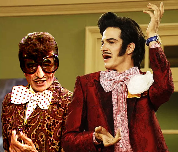 Zé Bonitinho - Jorge Loredo (1925-2015) e Mateus Solano.   O carioca Jorge Loredo morreu aos 89 anos deixando um legado no humor com sua criação do Zé Bonitinho. Mateus é ator famoso pelas novelas e teve uma chance de mostrar a sua veia cômica ao assumir o personagem. 