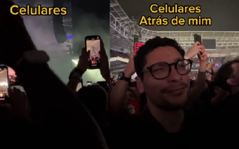 Eu me fiz uma promessa: só gravo a primeira música, a que eu gosto e a última. Depois tento curtir o show. Mas como o palco dele era muito baixo e os celulares não abaixavam, no meio do caminho eu dei uma desconectada e nasceu esse vídeo, comentou.