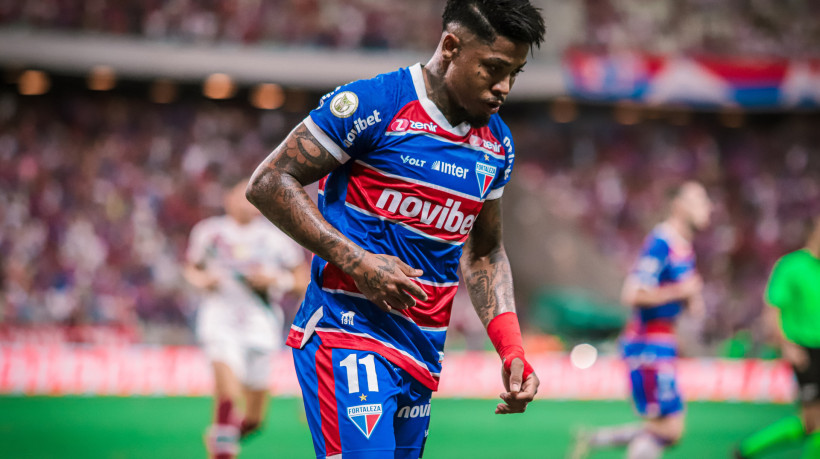 Atacante Marinho no jogo Fortaleza x Fluminense, no Castelão, pelo Campeonato Brasileiro Série A 2024