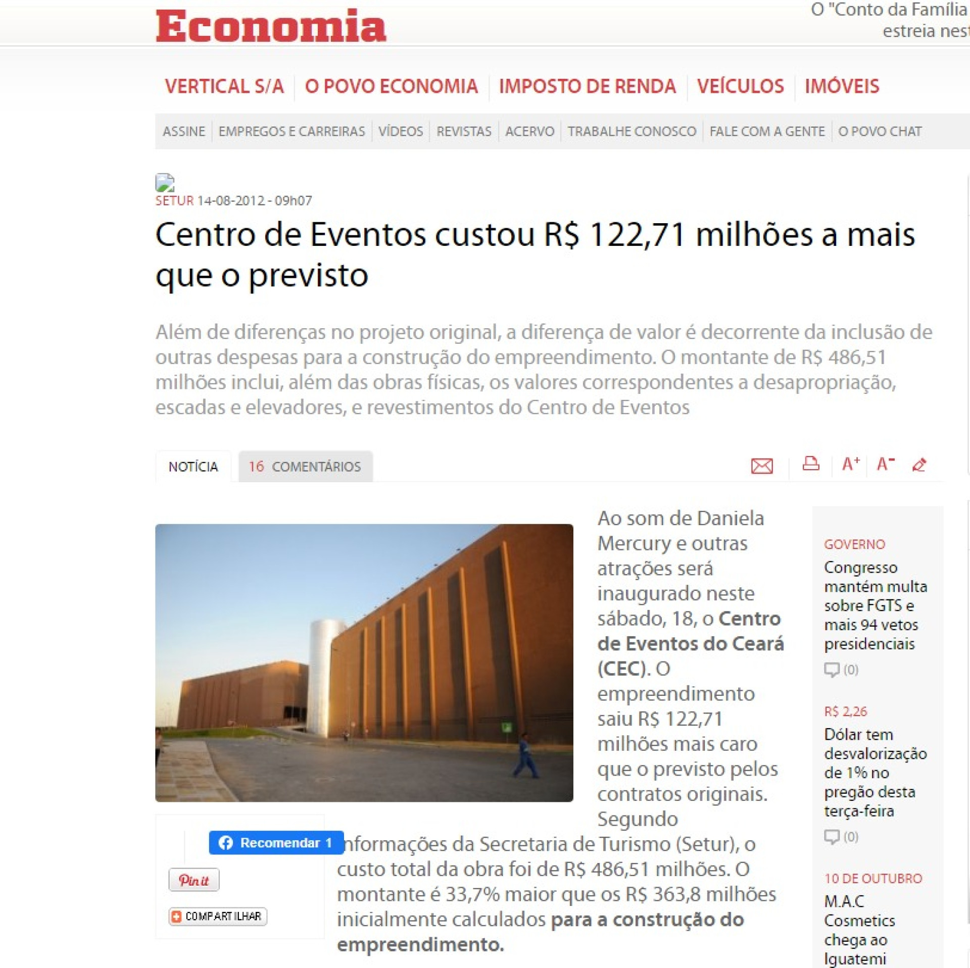 Material do OPOVO traz dados da construção e confirma que evento do dia 15 de agosto aconteceria de forma fechada