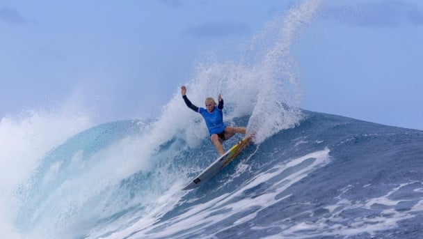 Tatiana Weston-Webb venceu Caitlin Simmers no sexto dia dos Jogos Olímpicos de Paris 2024, em 1º de agosto de 2024, em Teahupo'o, Polinésia Francesa.
