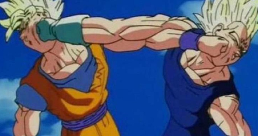 Goku vs Vegeta - Anime: Dragon Ball Z - Mesmo quem nunca assistiu a Dragon Ball já ouviu falar em Goku e Vegeta, dois incríveis lutadores que chegam a ser amigos, mas sempre com um tom de competitividade e respeito. No começo da saga, Vegeta era o principal vilão e seu embate com Goku é um dos grandes momentos de Dragon Ball Z. 