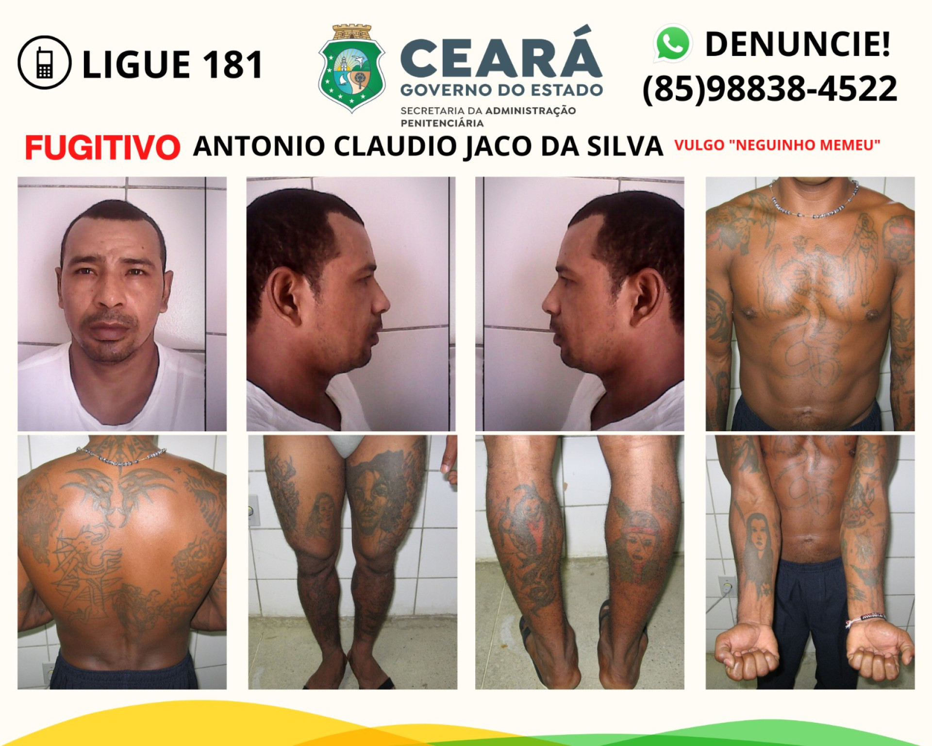 Seis internos fogem de unidade prisional em Itaitinga; SAP realiza buscas