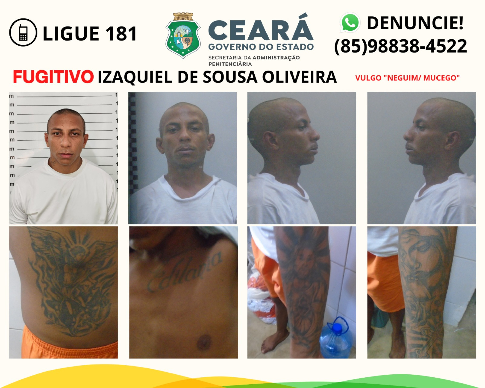 Seis internos fogem de unidade prisional em Itaitinga; SAP realiza buscas