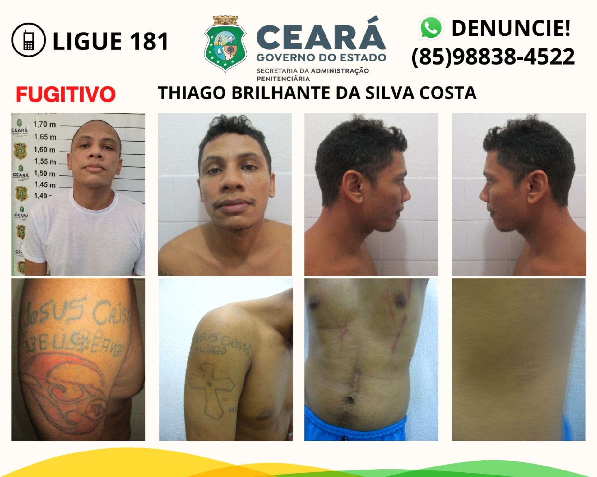 Seis internos fogem de unidade prisional em Itaitinga; SAP realiza buscas