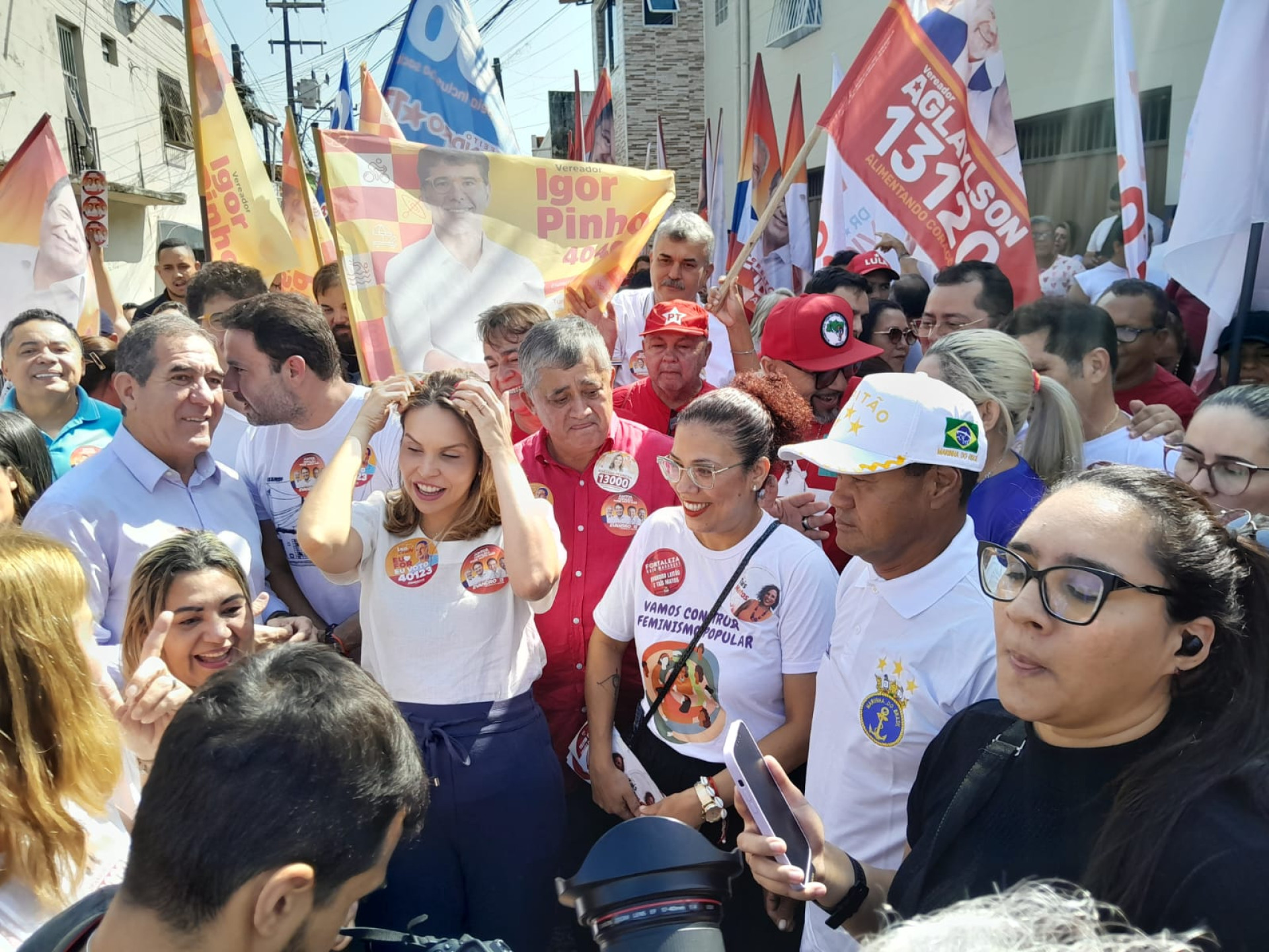 Ato do candidato petista Evandro Leitão, no bairro Pirambu
