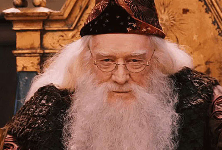 Richard Harris - Ele foi o primeiro intérprete de Albus Dumbledore, o amado e poderoso reitor de Hogwarts. O ator irlandês atuou nos dois primeiros filmes: Pedra Filosofal (2001) e Câmera Secreta (2002). E se afastou para fazer tratamento contra um câncer linfático. 