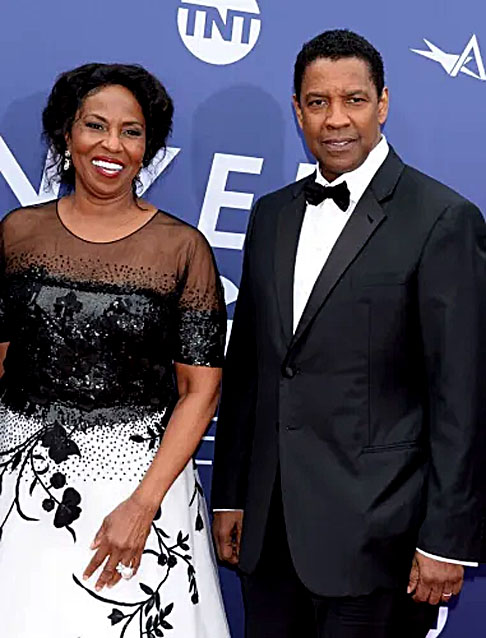Denzel Washington e Pauletta Pearson Washington - Casados desde junho de 1983, eles têm quatro filhos: John David Washington, Katia e os gêmeos Olivia e Malcolm.
